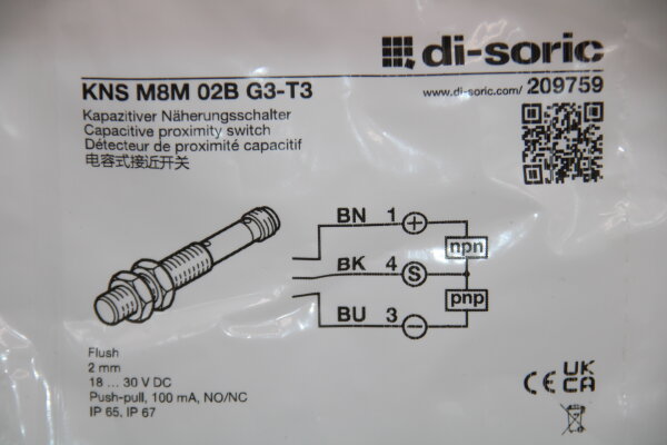DI-SORIC KNS M8M 02B G3-T3 (209759) Kapazitiver Sensor