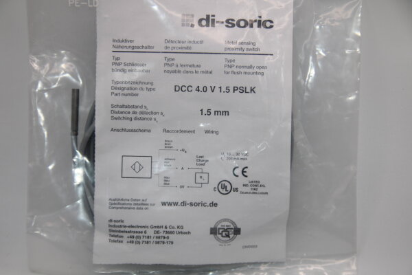 DI-SORIC DCC-4.0-V-1.5-PSLK Induktiver-Nährungsschalter