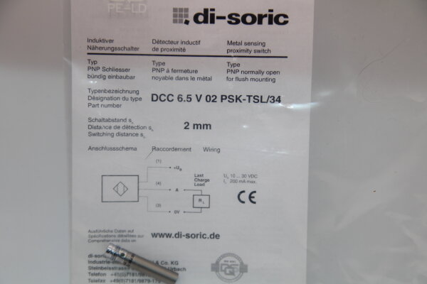 DI-SORIC DCC-6.5-V-02-VSK-TSL/34 Induktiver-Nährungsschalter