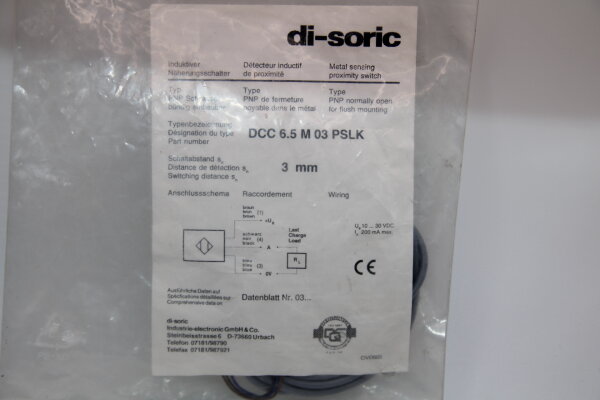 DI-SORIC DCC-6.5-M-03-PSLK  Induktiver-Nährungsschalter