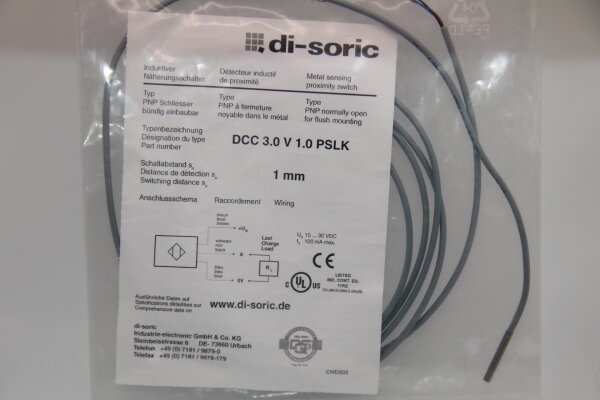 DI-SORIC DCC3.0-V-1.0-PSLK Induktiver-Nährungsschalter