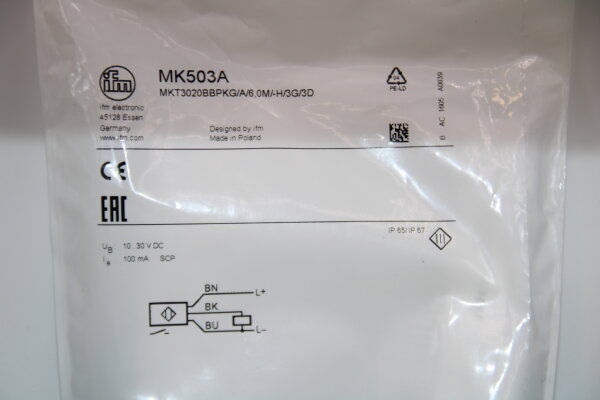 IFM MK503A-MKT3020BBPKG/A/6,0M/-H/3G/3D Zylindersensor