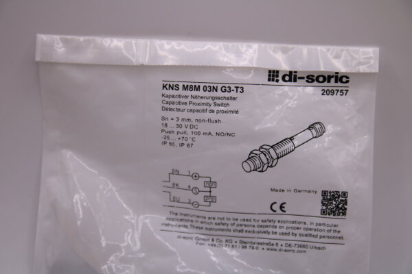 DI-SORIC KNS M8M 03N G3-T3 Kapazitiver Näherungsschalter