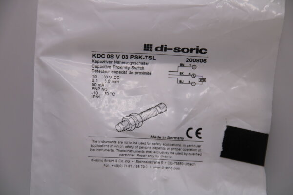 DI-SORIC KDC 08 V 03 PSK-TSL Kapazitiver Näherungsschalter