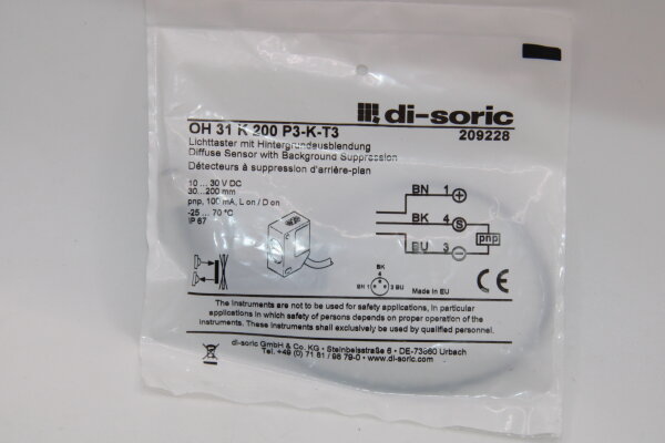 DI-SORIC OH 31 K 200 P3-K-T3 Lichttaster