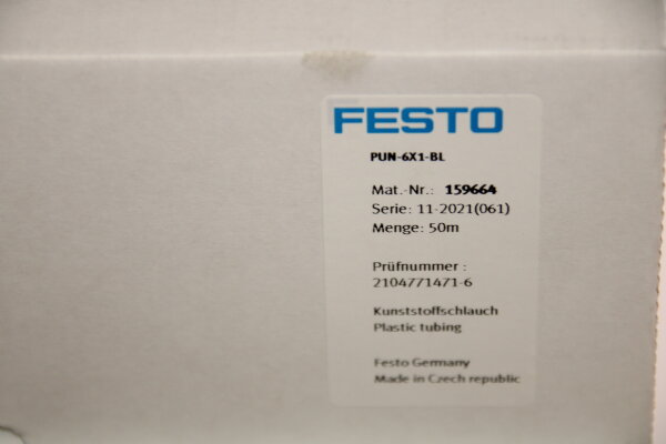 FESTO PUN-6x1-BL 159664 Pneumatikschlauch blau 50 meter
