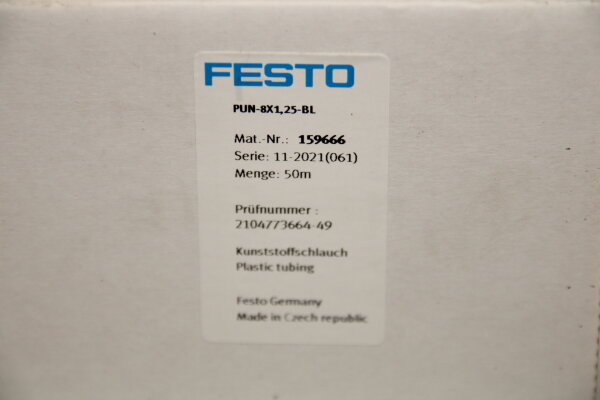 FESTO PUN-8x1,25-BL 159666 Pneumatikschlauch blau 50 meter