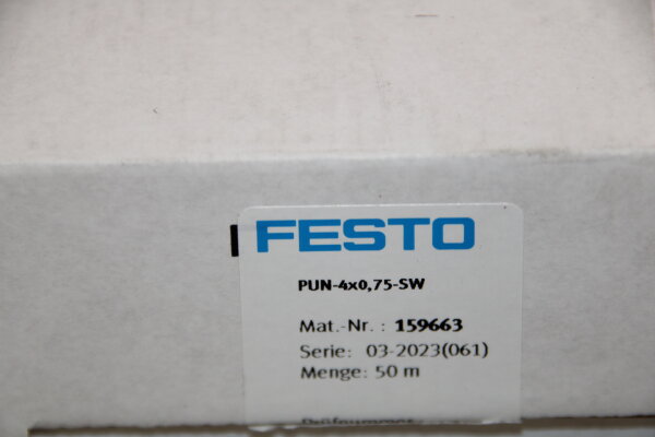 FESTO PUN-4x0,75-SW 159663 Pneumatikschlauch schwarz 50 meter