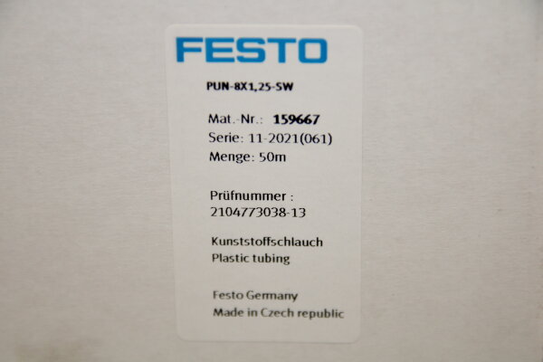 FESTO PUN-8x1,25-SW 159667 Pneumatikschlauch schwarz 50 meter