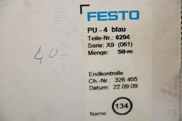 FESTO PU-4 blau 6204 Pneumatikschlauch 40 meter