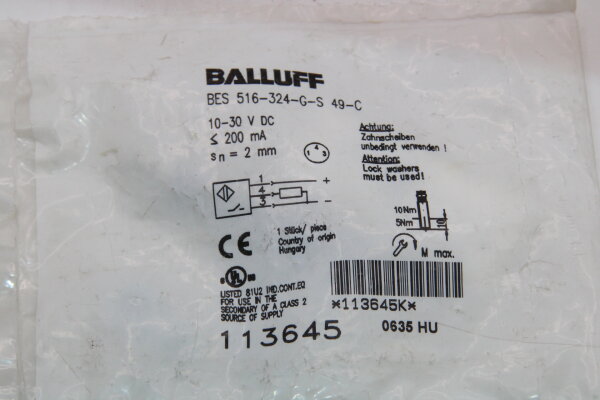BALLUFF BES 516-324-G-S49-C BES01AU Induktiver Näherungsschalter