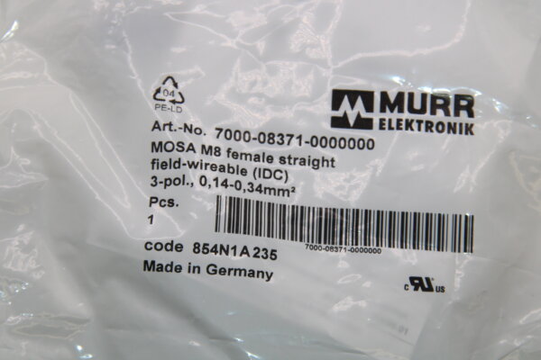 MURR ELEKTRONIK 7000-08371-0000000 M8 Steckverbinder 7 Stück