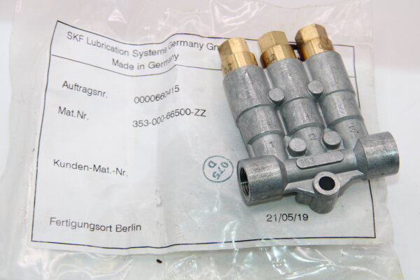 SKF Schmierverteiler 353-000-66500-ZZ 3-fach Kolbenverteiler 0,2 0,4 0,4
