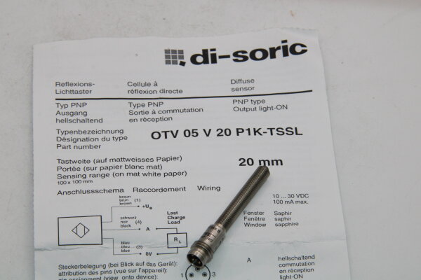 DI-SORIC OTV 05 V 20 P1K-TSSL Reflexions-Lichttaster
