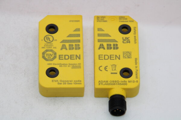 ABB Jokab Safety Adam OSSD-Info M12-5 2TLA020051R5400 + Eva General Code 2TLA020046R0800 Sicherheitssensor