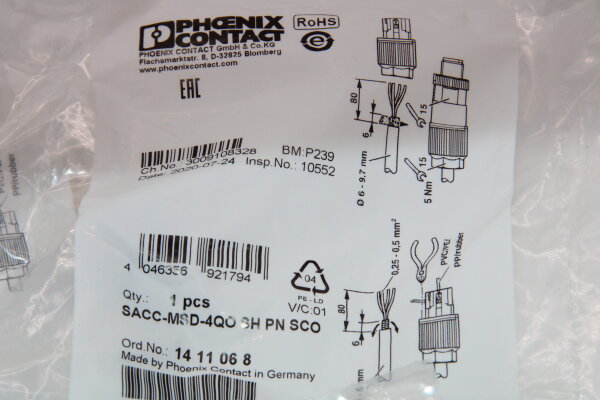PHOENIX-CONTACT SACC-MSD-4QOSHPNSCO 1411068 Steckverbinder (3 Stück)