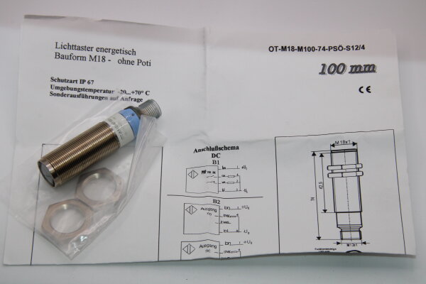 Trefzer Sensoren OT-M18-M100-74-PSÖ-S12/4 Lichttaster energetisch