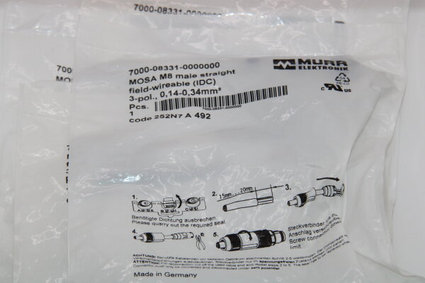 MURR-ELEKTRONIK MOSA M8-male-7000-08331-0000000 Steckverbinder (5 Stück)