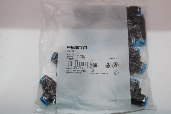 FESTO QST-8 T-Steckverbindung 153130 10 Stück