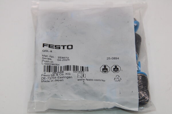 FESTO QSL-8 L-Steckverbinder 153072  10 Stück