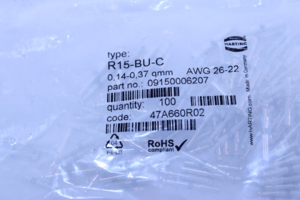 HARTING R15-BU-C (09150006207) 100 Stück Crimpcontakt