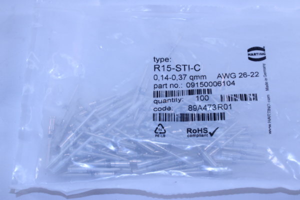 HARTING R15-STI-C (09150006104) 100 Stück Crimpcontakt