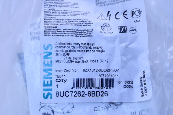 SIEMENS Drehantrieb 8UC7262-6BD26