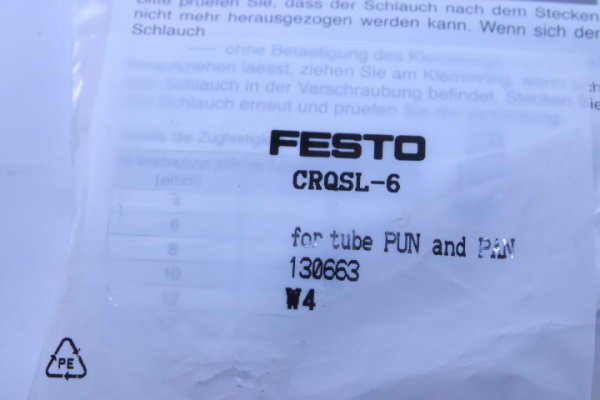 FESTO  CRQSL-6 (130663) Edelstahl Steckverschraubung