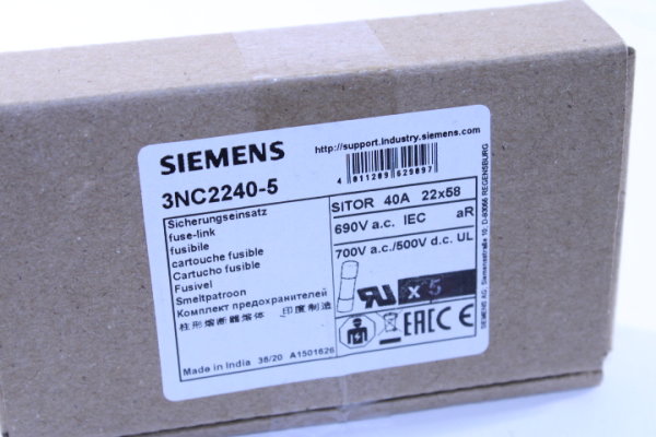 3 Stück SIEMENS 3NC2240-5 Sicherungseinsatz SITOR 40A