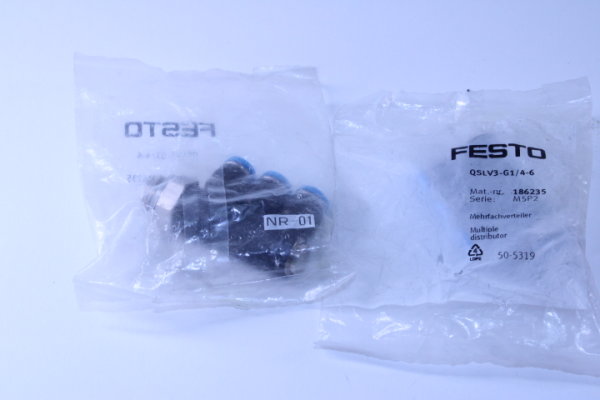 2 Stück FESTO  QSLV3-G1/4-6 (186235) Mehrfachverteiler