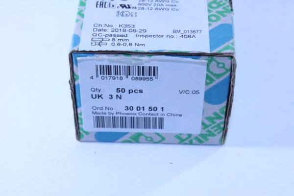 PHOENIX CONTACT Klemmen UK3N 3001501