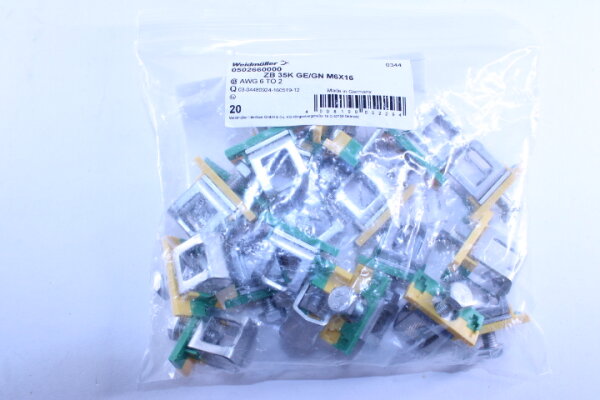 WEIDMÜLLER ZB 35K GE/GN M6X16  Zugklemme 0502660000  20 Stück