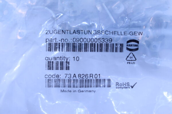 HARTING Zugentlastungsschelle 09000005339 10 Stück