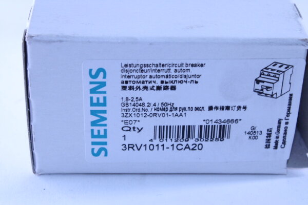 SIEMENS SIRIUS 3RV1011-0CA20 Leistungsschalter