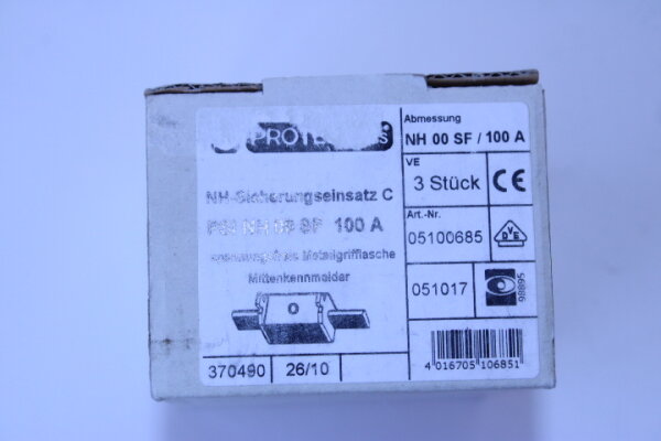 PROTEC PSI NH 00 SF 100A NH Sicherungseinsatz 3 Stück