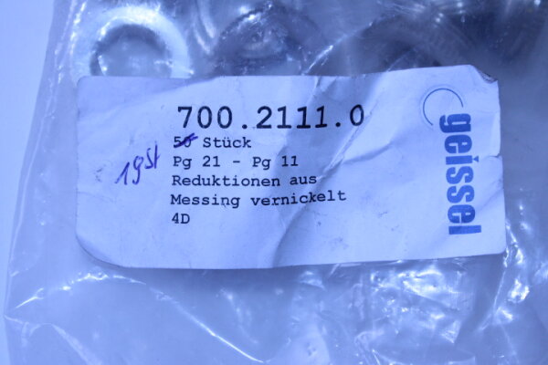 GEISSEL Reduktion PG21- PG11  700.2111.0 19 Stück Messing