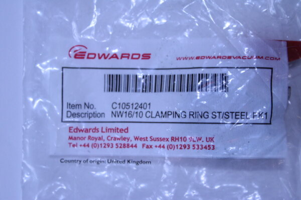 EDWARDS C10512401Klemmring NW16/10 Clamping Ring ST/Steel PK1