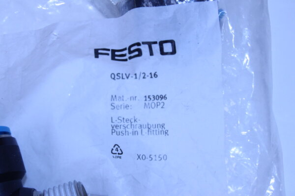 FESTO QSLV-1/2-16 L-Steckverschraubung (153096)  2 Stück