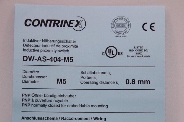 CONTRINEX  DW-AS-404-M5 Induktiver Näherungsschalter