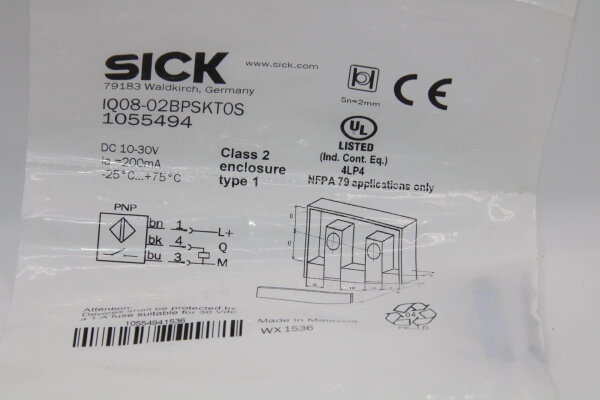 SICK IQ08-02BPSKTOS (1055494) Induktiver Näherungssensor
