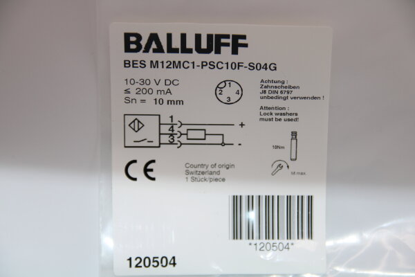 BALLUFF BES M12MC1-PSC10F-S04G (120504) Induktiver Näherungsschalter