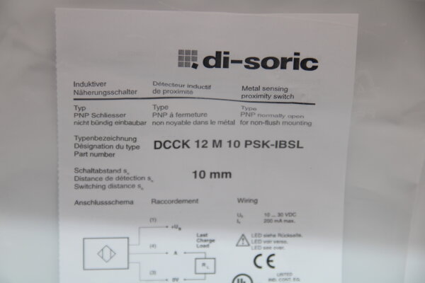 DI-SORIC DCCK 12 M 10 PSK-IBSL Induktiver Nährungsschalter