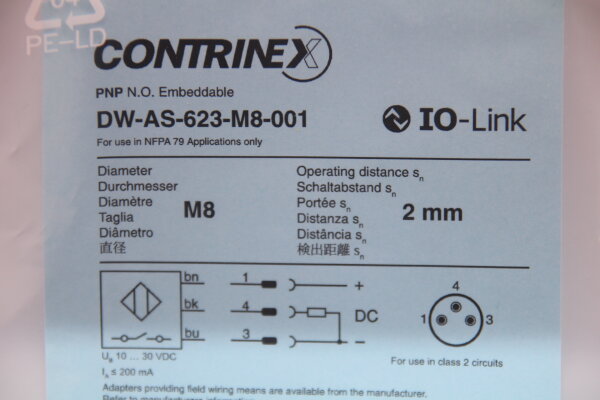 CONTRINEX  DW-AS-623-M8-001 Induktiver Näherungsschalter