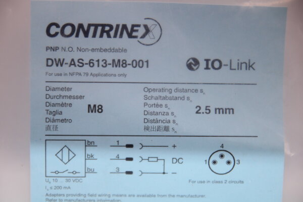 CONTRINEX  DW-AS-613-M8-001 Induktiver Näherungsschalter