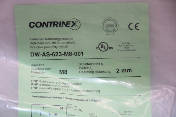 CONTRINEX  DW-AS-623-M8-001 Induktiver Näherungsschalter 2mm