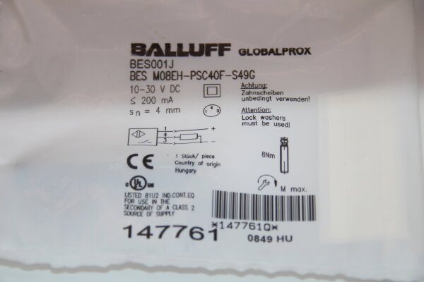 BALLUFF BES M08EH-PSC40F-S49G (BES001J) Induktiver Sensor