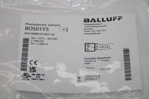 BALLUFF BOS Q08M-PS-KE21-02 ((BOS01Y5) Lichtschranke