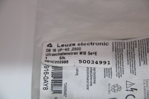 LEUZE DB 18 UP-40, 2500 Ultraschall Sensor